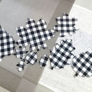 Farmhouse Buffalo  plaid  leaf cut outs